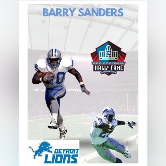 Barry Sanders Detroit Lions Plaque 1991 Pacific Card # 144 - Picture 2 of 4